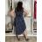 Šaty elegantní bez rukávu s páskem  dámské (S/M/L ONE SIZE) italská moda IMWBJ260001/DUR S/M/L tmavo modrá