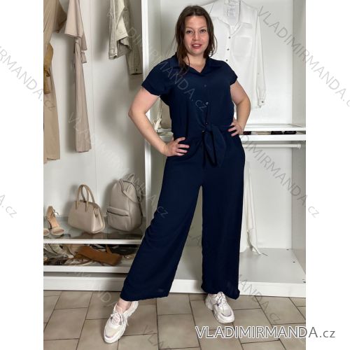 Súprava letná košile a nohavice dámska (M/L/XL ONE SIZE) TALIANSKA MÓDA IM426002335/DUR M/L/XL tmavo modrá