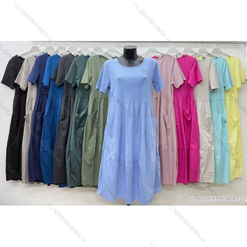 Šaty voľnočasové letné krátky rukáv dámske nadrozmer (42/44/46 ONE SIZE) TALIANSKA MÓDA IM426230