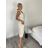 Šaty dlhé košeľové rukávu dámske (S/M/L ONE SIZE) TALIANSKA MÓDA IMM2612764/DUR S/M/L béžová