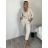 Nohavice elegantní s opaskom dámske (S/M/L ONE SIZE) TALIANSKA MÓDA IMD26000457/DUR S/M/L béžová