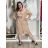 Šaty košilové elegantný dlhý rukáv dámske (S/M/L ONE SIZE) TALIANSKA MÓDA IMD260000356/DUR S/M/L béžová