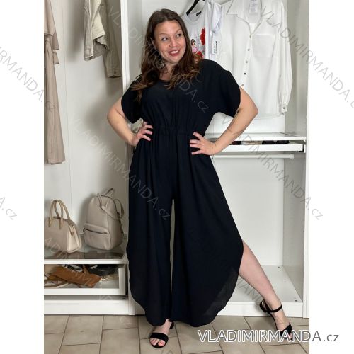 Overal letný krátky rukáv dámsky (S/M/L ONE SIZE) TALIANSKA MÓDA IMD26047/DUR S/M/L čierna