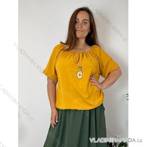 Blúzka s príveskom krátky rukáv dámska nadrozmer OLGA (52/54/56 ONE SIZE) TALIANSKA MÓDA IM426046/DUR