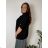Košeľa s kapucňou 3/4 dlhý rukáv dámska nadrozmer (50/52/54 ONE SIZE) TALIANSKA MÓDA IM426215/DUR 50/52/54 čierna
