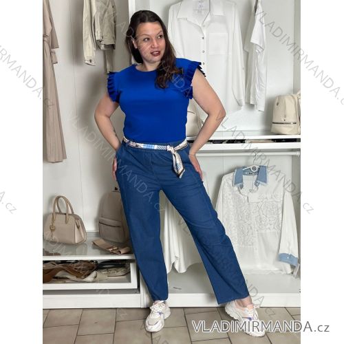 Nohavice volnočasové s opaskom dámske (S/M/L ONE SIZE) TALIANSKA MÓDA IM42611146/DUR S/M/L modrá