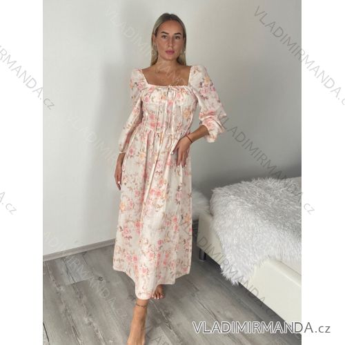 Šaty dlhé letní elegantní na ramínka dámske IRIS (S/M/L ONE SIZE) TALIANSKA MÓDA IMPKM2626098/DUR S/M/L béžová
