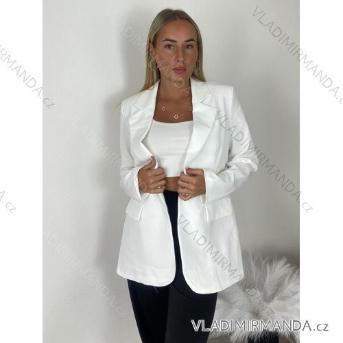 Sako dlhý rukáv dámske BIANCA (S/M/L ONE SIZE) TALIANSKA MÓDA IMPKM262202/DUR S/M/L biela