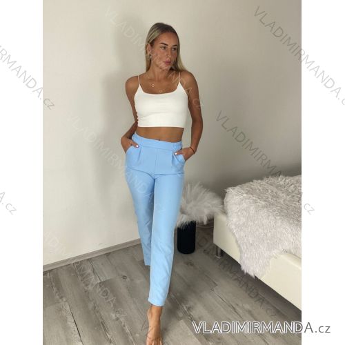 Nohavice elegantní dlhé dámske (S-L )) TALIANSKA MÓDA IMPOZ2626087/DUR S svetlo modrá