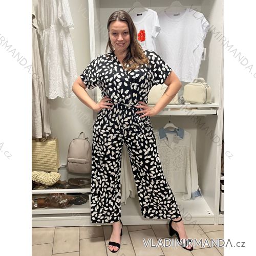 Overal letní dlouhý krátký rukáv dámsky (S/M/L ONE SIZE) TALIANSKA MÓDA IM3260002/DUR S/M/L čierna