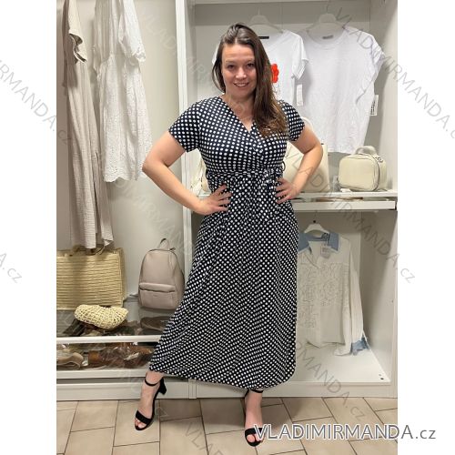 Šaty dlhé letné krátky rukáv dámske (VESNA S/M/L ONE SIZE) TALIANSKA MóDA IM3251111-6/DUR S/M/L tmavo modrá