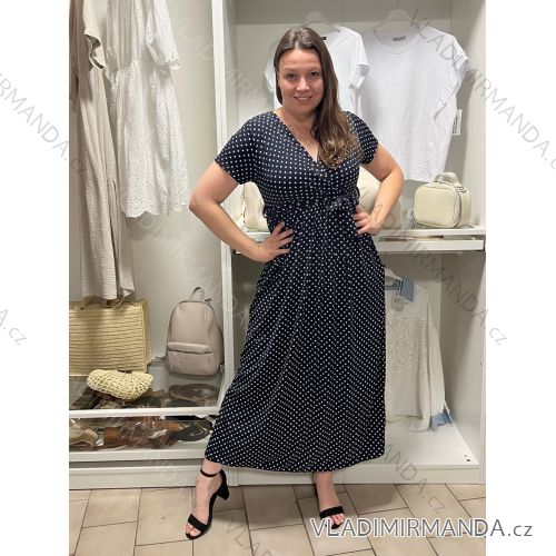 Šaty dlhé letné krátky rukáv dámske (VESNA S/M/L ONE SIZE) TALIANSKA MóDA IM3251111-8/DUR S/M/L tmavo modrá