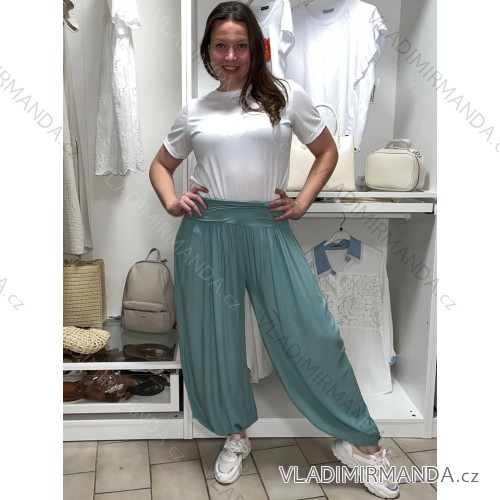 Nohavice aladinky harémky dlhé dámske (M/L ONE SIZE) TALIANSKA MÓDA IMD22212/DR M/L tmavě mintová