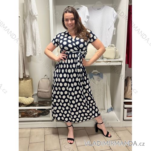 Šaty dlhé letné krátky rukáv dámske (VESNA S/M/L ONE SIZE) TALIANSKA MóDA IM3251111-10/DUR S/M/L tmavo modrá