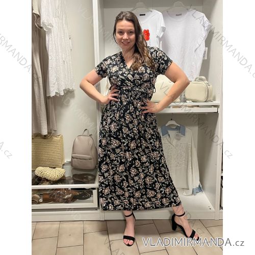 Šaty dlhé letné krátky rukáv dámske (VESNA S/M/L ONE SIZE) TALIANSKA MóDA IM3251111-11/DUR S/M/L čierna