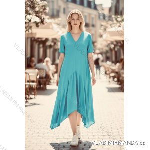 Šaty dlhé voľnočasové letné krátky rukáv dámske nadrozmer (48/50/52 ONE SIZE) TALIANSKA MÓDA IMD26088