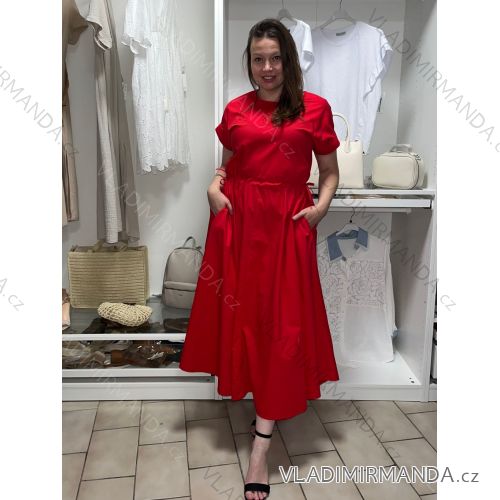 Šaty letní elegantní krátký rukáv dámske (S/M/L ONE SIZE) TALIANSKA MÓDA IM526023156