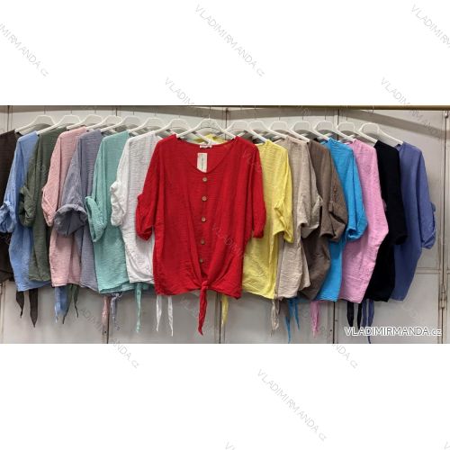 Košeľa klasik 3/4 dlhý rukáv dámska nadrozmer (50/52/54 ONE SIZE) TALIANSKA MÓDA IMC26209