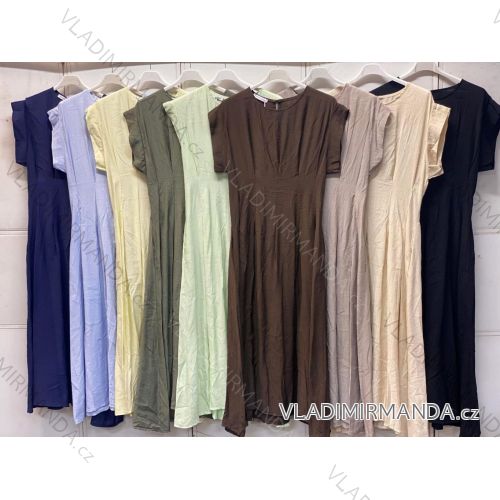 Šaty dlhé voľnočasové letné krátky rukáv dámske (S/M/L ONE SIZE) TALIANSKA MÓDA IMC26216