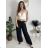 Nohavice letní s opaskom dámske TERNA (S/M/L ONE SIZE) TALIANSKA MÓDA IM426001356/DUR světle zelená S/M/L