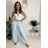 Nohavice letní s opaskom dámske TERNA (S/M/L ONE SIZE) TALIANSKA MÓDA IM426001356/DUR světle zelená S/M/L