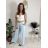 Nohavice letní s opaskom dámske TERNA (S/M/L ONE SIZE) TALIANSKA MÓDA IM426001356/DUR světle zelená S/M/L