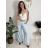 Nohavice letní s opaskom dámske TERNA (S/M/L ONE SIZE) TALIANSKA MÓDA IM426001356/DUR světle zelená S/M/L