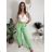 Nohavice letní s opaskom dámske TERNA (S/M/L ONE SIZE) TALIANSKA MÓDA IM426001356/DUR světle zelená S/M/L