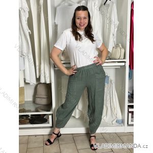 Nohavice lněné volnočasové dámske (S/M/L ONE SIZE) TALIANSKA MÓDA IMSM26001238/DUR