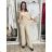 Komplet elegantní Tunika krátký rukáv a kalhoty dámské ¨(M/L/XL ONE SIZE) ITALSKÁ MÓDA IM426235/DUR M/L/XL béžová