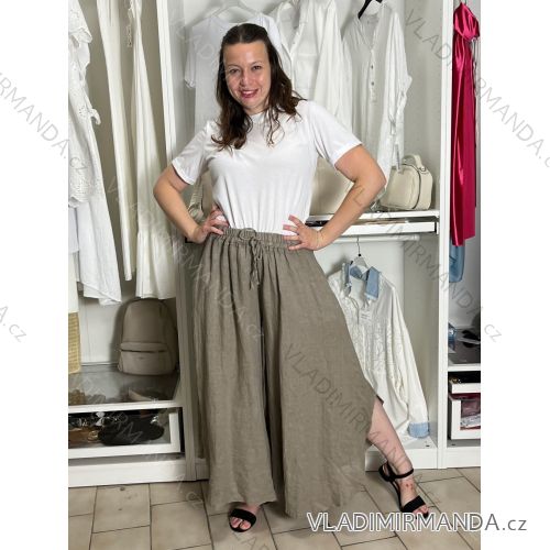 Nohavice lněné letní dlouhé dámske (S/M/L ONE SIZE) TALIANSKA MÓDA IMSM26001240