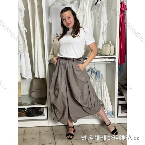 Nohavice oversize s páskem dámske (S/M/L ONE SIZE) TALIANSKA MÓDA IMSM265052/DUR S/M/L hnedá