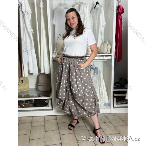 Nohavice puntíkaté s páskem dámske (S/M/L ONE SIZE) TALIANSKA MÓDA IMSM265057/DUR S/M/L hnedá