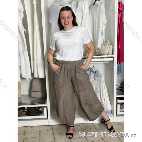 Nohavice letní lněné dámske (S/M/L ONE SIZE) TALIANSKA MÓDA IMSM265060