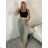 Nohavice letní s opaskom dámske (S/M/L ONE SIZE) TALIANSKA MÓDA IM4260013564/DUR sv. béžová S/M/L