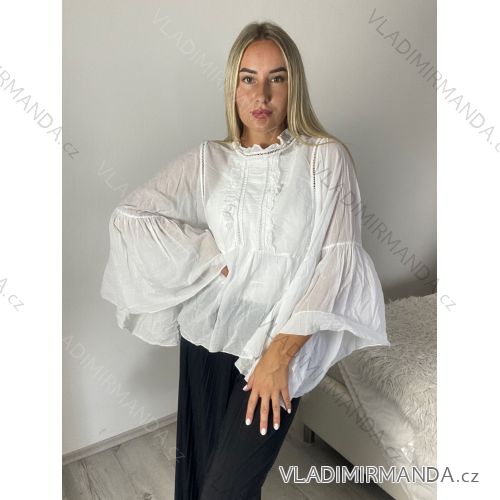 Tunika elegantní dlouhý rukáv dámska (S/M/L ONE SIZE) TALIANSKA MODA IMSM26000333/DUR S/M/L biela