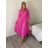 Šaty dlhé košilové 3/4 dlhý rukáv dámske KONSTANCE (S/M/L ONE SIZE) TALIANSKA MÓDA IM5260001/DUR sv. zelená S/M/L