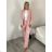 Súprava/komplet elegantné sako a nohavice dlhé dámska (S/M ONE SIZE) TALIANSKA MÓDA IMD23162/DUR S / M růžová světlá