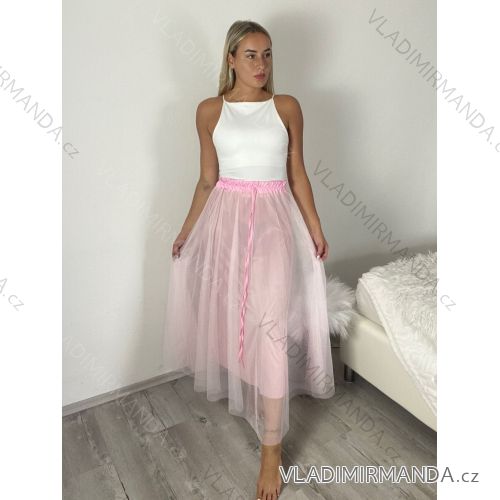 Sukňa dlhá tylová dámska (S/M/L ONE SIZE) TALIANSKA MÓDA IM425155/DUR S/M/L růžová světlá