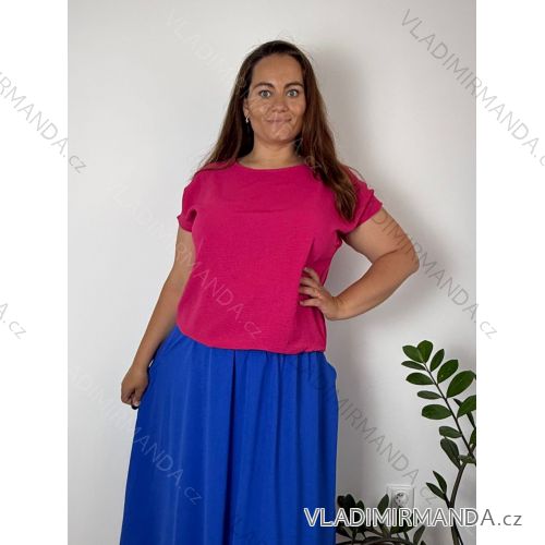 Tunika krátky rukáv dámska nadrozmer TAMARA (42/44/46 ONE SIZE) TALIANSKA MÓDA IMC24057/DUR růžová 42/44/46