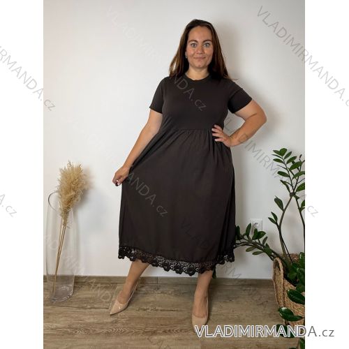 Šaty dlhé letné krátky rukáv dámske nadrozmer ANNIE (44/46/48 ONE SIZE) TALIANSKA MÓDA IM426185