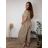 Overal dlhý elegantný krátky rukáv dámsky nadrozmer ALANA (52/54/56/58 ONE SIZE) TALIANSKA MÓDA IM426177/DUR  béžová