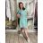 Šaty krátke letné krátky rukáv dámske (S/M/L ONE SIZE) TALIANSKA MÓDA IMD250003/DUR mintová S/M/L