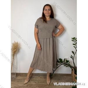 Šaty dlhé so svetříkem krátky rukáv dámske nadrozmer (44/46/48 ONE SIZE) TALIANSKA MÓDA IMC26207