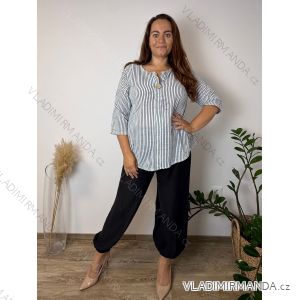 Košilová tunika 3/4 rukáv dámska nadrozmer (44/46/48 ONE SIZE) TALIANSKA MÓDA IMB260005