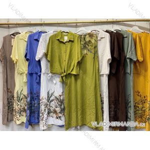 Šaty dlhé s blúzkou krátky rukáv dámske nadrozmer (48/50/52 ONE SIZE) TALIANSKA MÓDA IMC26231