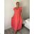 Šaty dlhé voľnočasové letný mušelín krátky rukáv dámske INGE (S/M/L ONE SIZE) TALIANSKA MÓDA IM425304/DUR lososová S/M/L