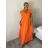 Šaty dlhé voľnočasové letný mušelín krátky rukáv dámske INGE (S/M/L ONE SIZE) TALIANSKA MÓDA IM425304/DUR lososová S/M/L