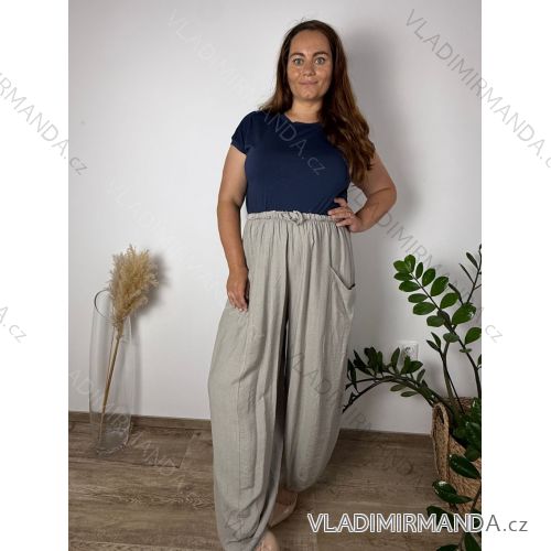 Nohavice dlhé letní dámske nadrozměr (46/48/50 ONE SIZE) TALIANSKA MÓDA IMD26097