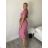 Šaty voľnočasové letné krátky rukáv dámske ISSI (S/M/L ONE SIZE) TALIANSKA MÓDA IMSM26301/DUR S/M/L ružová staroružová